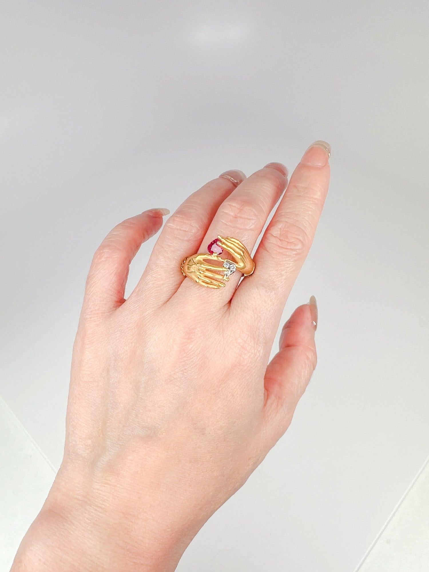 18K Gold Carrera y Carrera Damen- und Herrenhandring mit Rubin Diamant Saphir im Angebot 3
