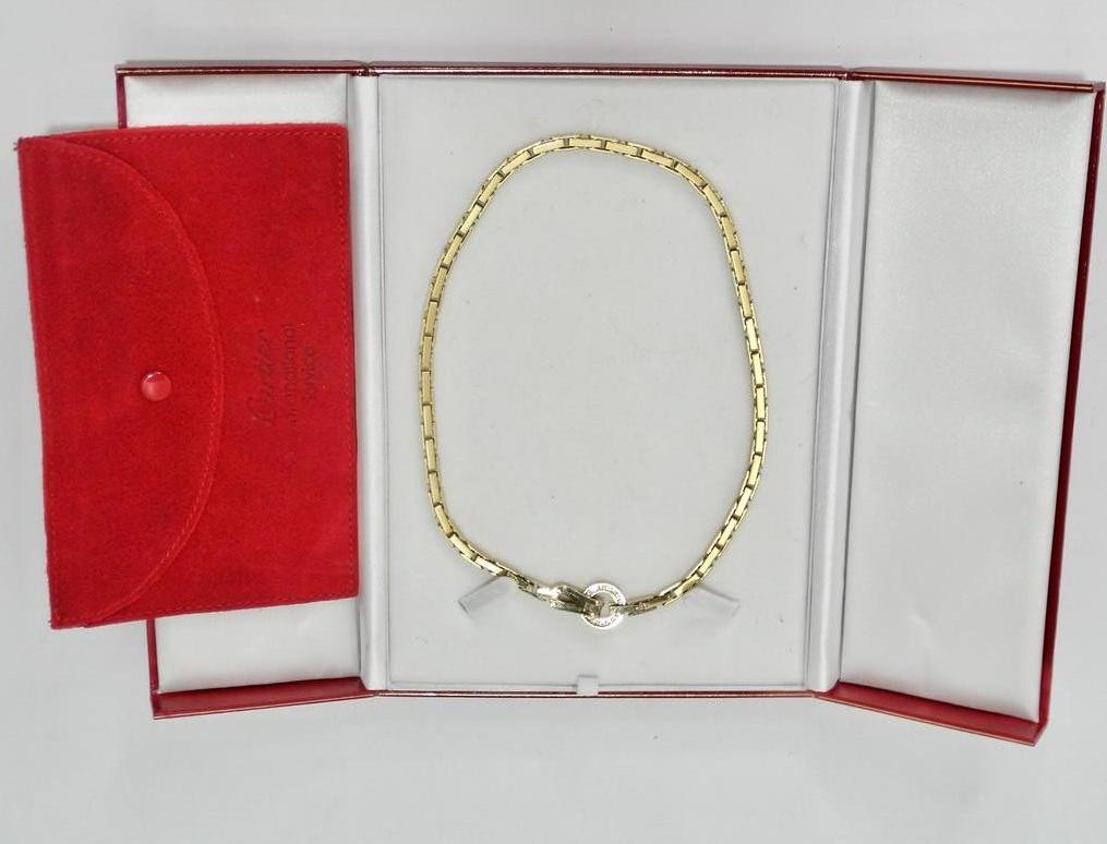 18K Gold Cartier Agrafe Diamond Necklace In Good Condition In Scottsdale, AZ