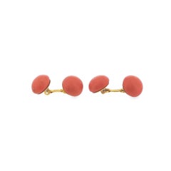 18K Gold Cartier Coral Beads Cufflinks