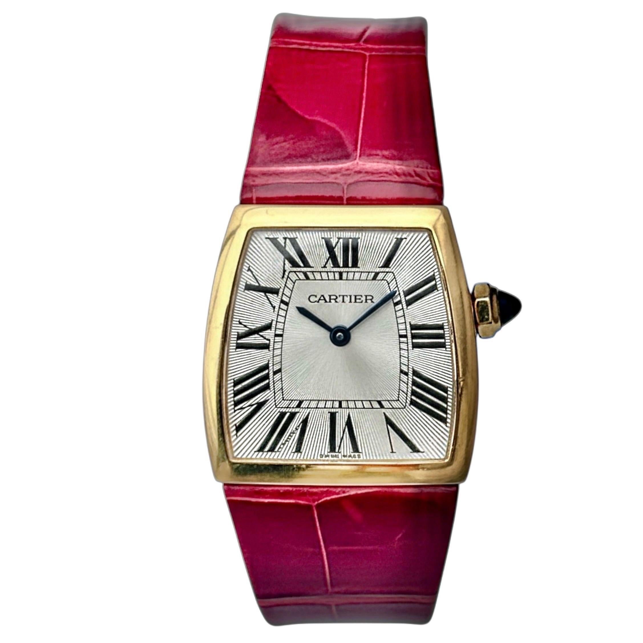 18K Gold Cartier La Dona Sport Wrist Watch with Cartier Leather Strap
