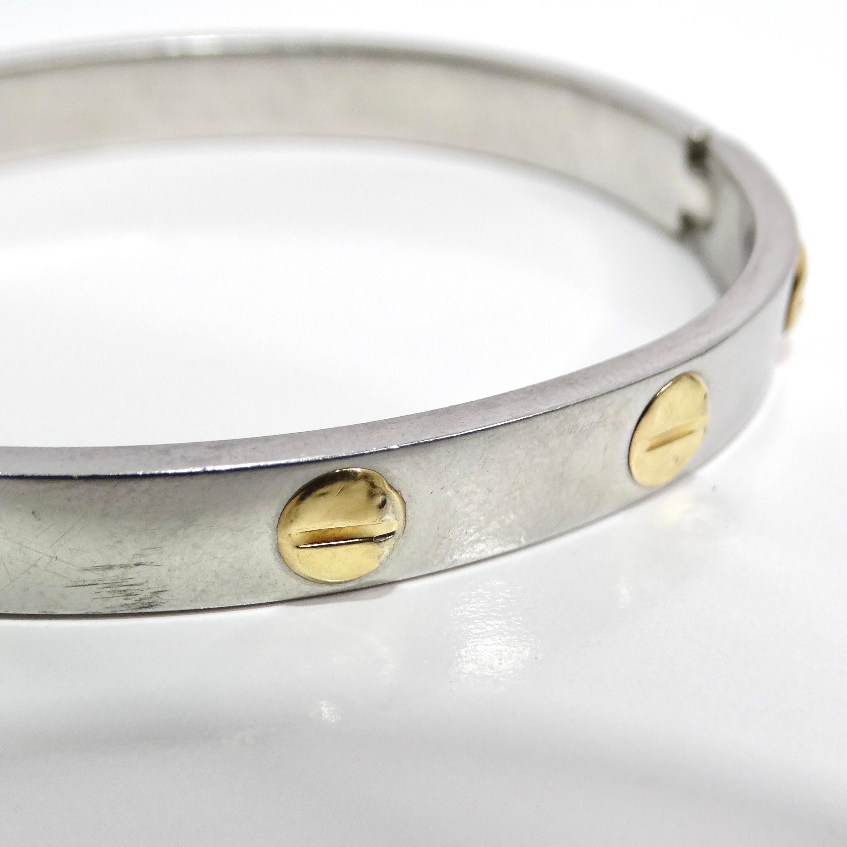 18 Karat Gold Cartier Liebe inspiriertes Silberarmband im Zustand „Gut“ im Angebot in Scottsdale, AZ