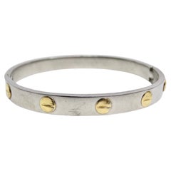 Used 18K Gold Cartier Love Inspired Silver Bracelet