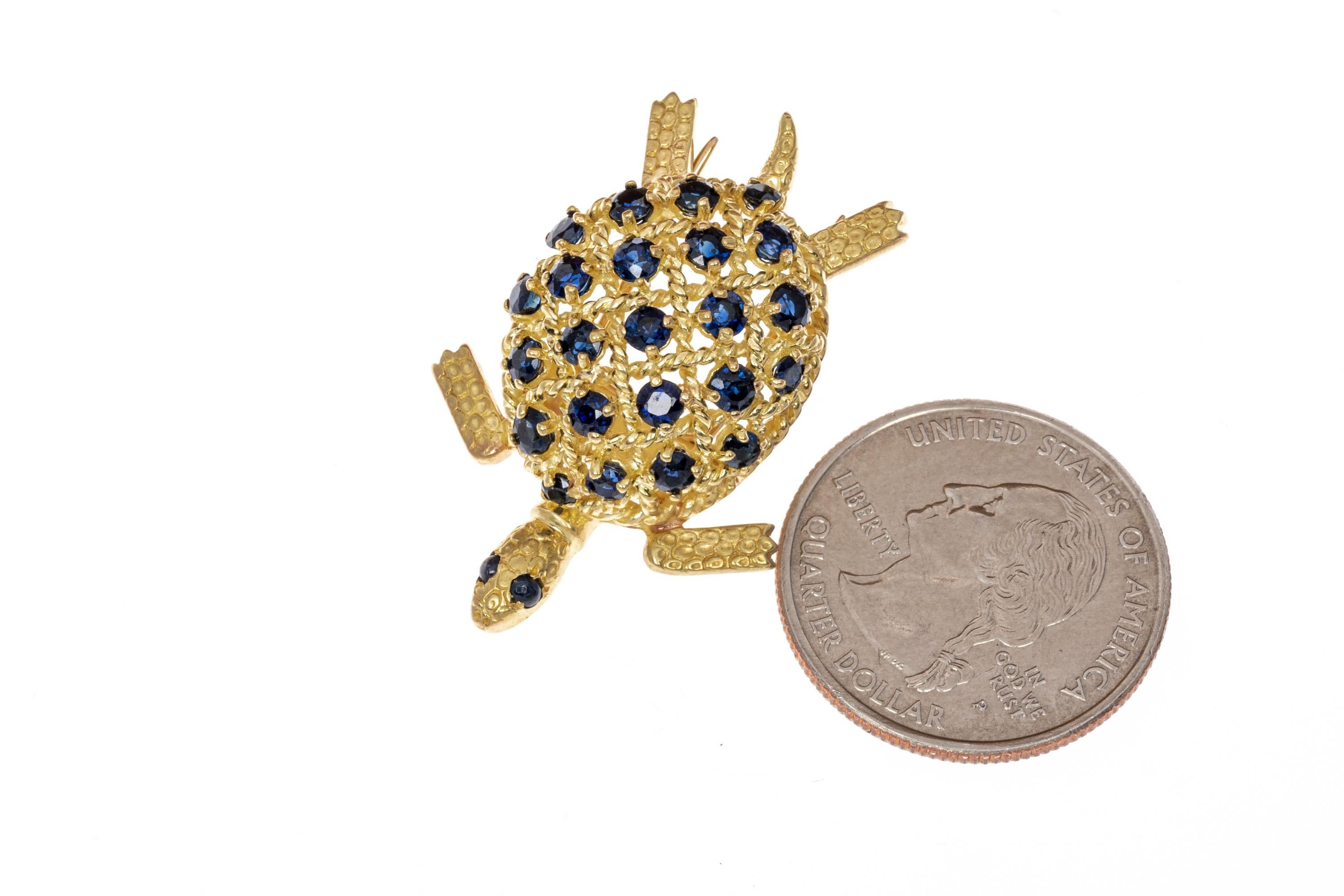 18k Gold Cartier Sapphire Turtle Brooch 2
