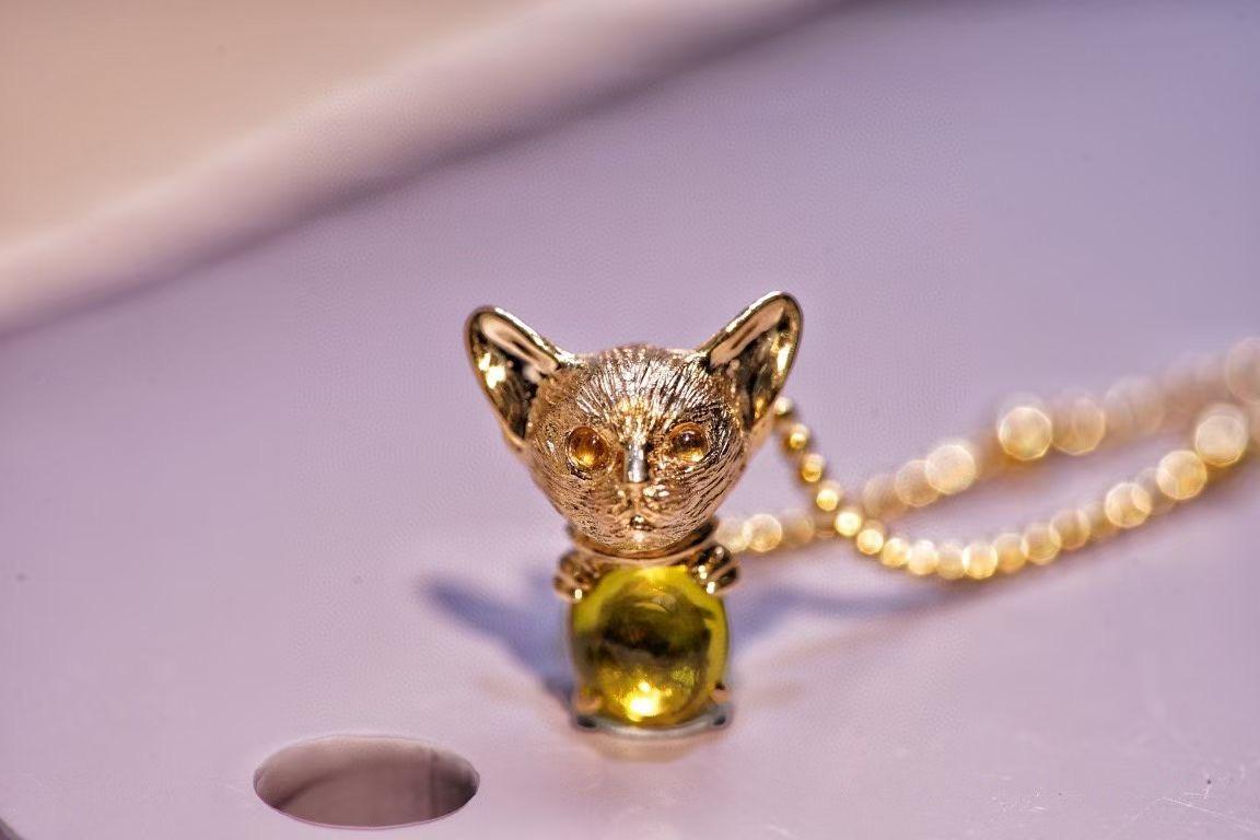 Ciondolo in oro 18 carati con crisoberillo e zaffiro giallo

1 Crisoberillo occhio di gatto - 0,485 CT
Peso totale - 1,37 GM