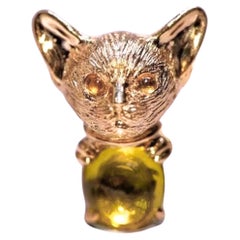 18K Gold Cat's Eye Chrysoberyl & Yellow Sapphire Pendant