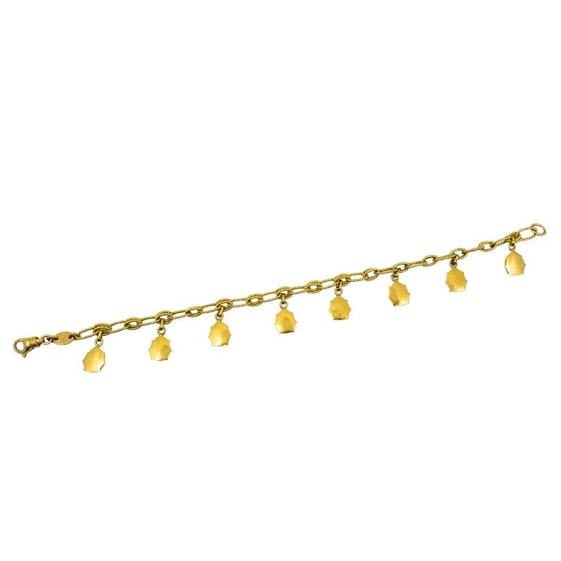 Bracelet en or 18k Chaîne en or 14k émail Ladybug Charms en vente 1