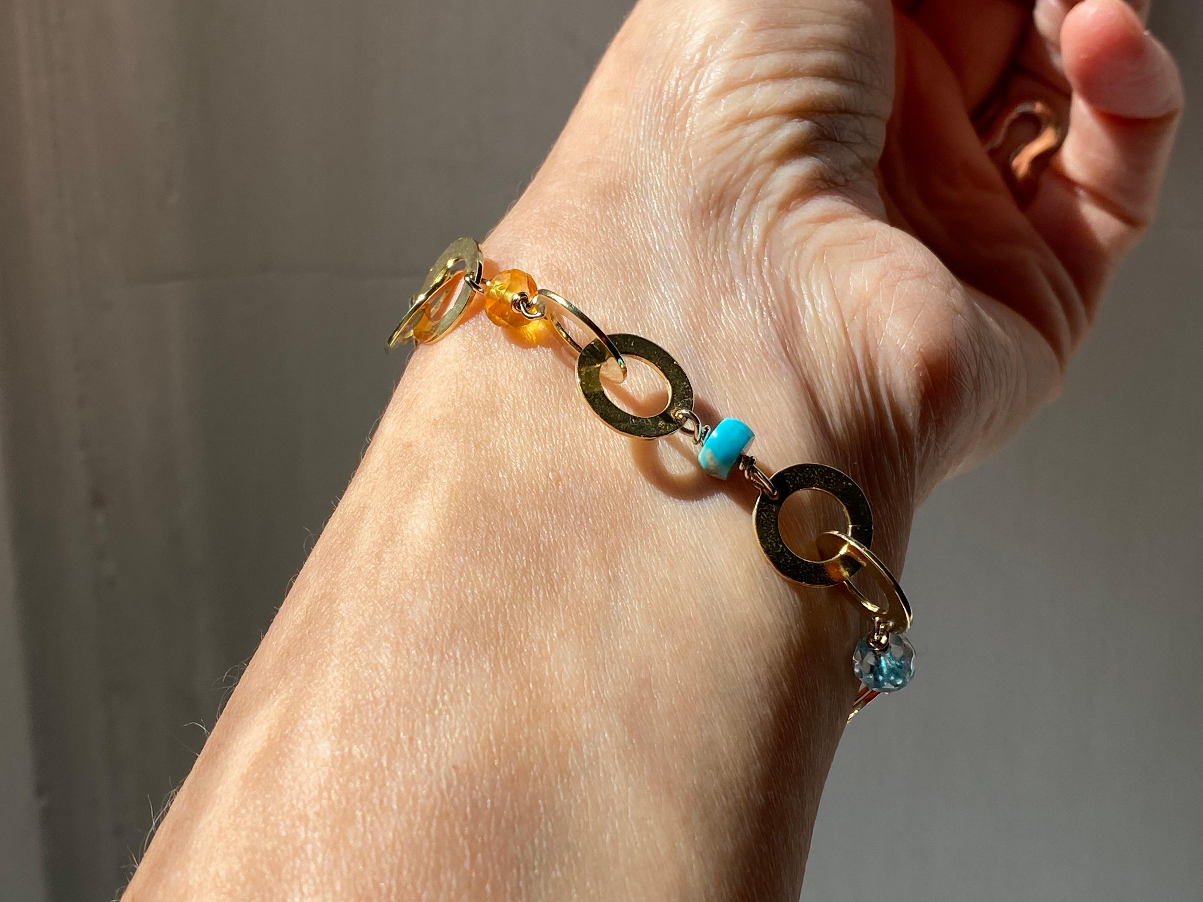 Bracciale a catena in oro 18 carati realizzato a mano con gemme futuristiche Lunghezza personalizzabile In condizioni Nuovo in vendita a Rome, IT