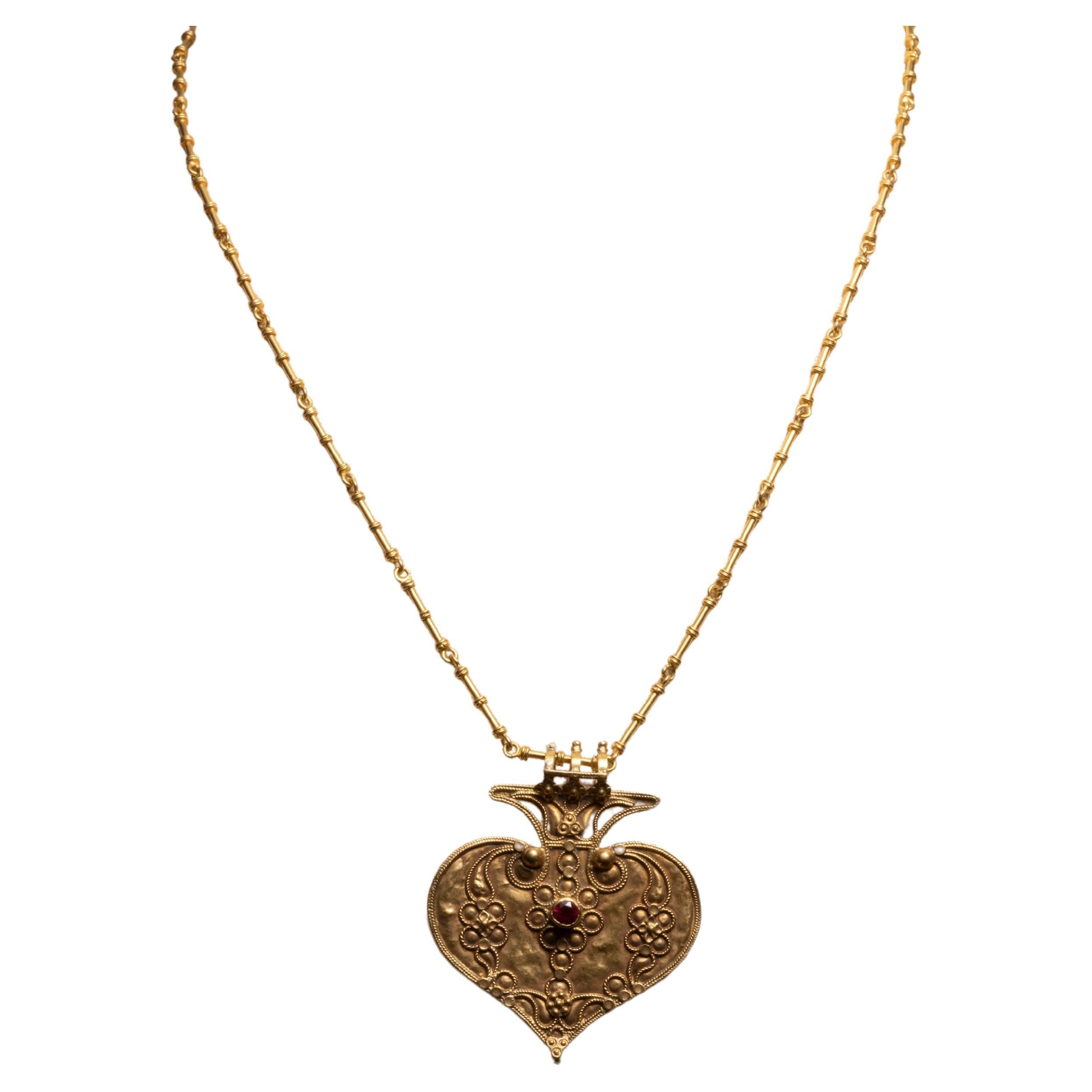 18K Gold Chain with Indian Pendant