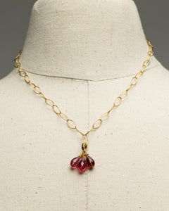 18K Gold Chain with Pink Tourmaline Drops