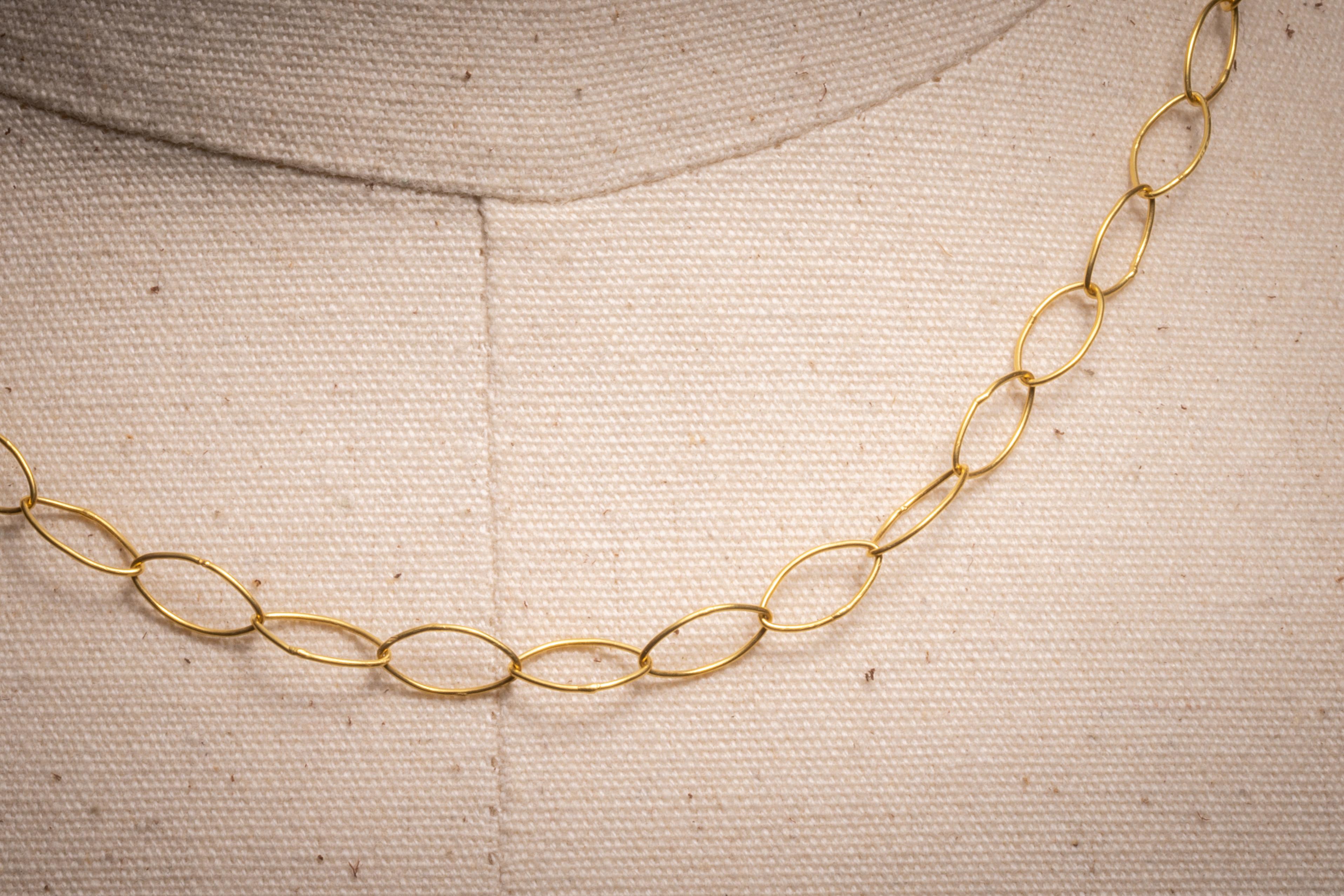Catena in oro 18 carati con gocce di tormalina rosa In condizioni ottime in vendita a Nantucket, MA