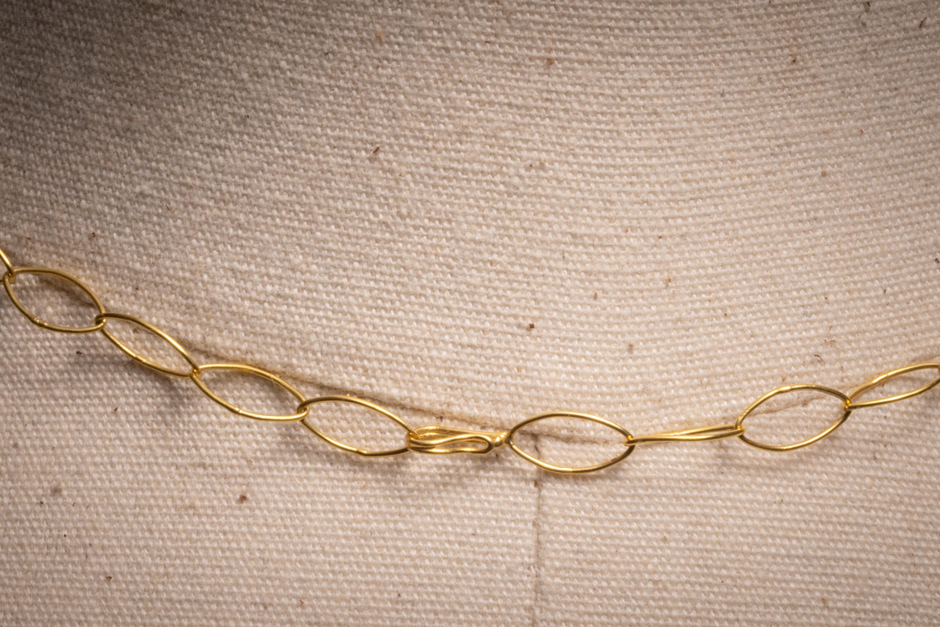 da uomo o donna Catena in oro 18 carati con gocce di tormalina rosa in vendita