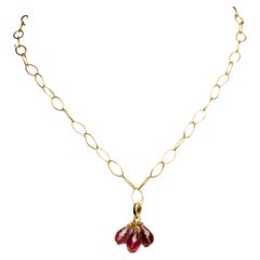 18K Gold Chain with Pink Tourmaline Drops