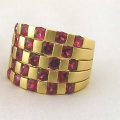 18k Gold Checker Ring w/ 3.34 Cts. Burmese Rubies