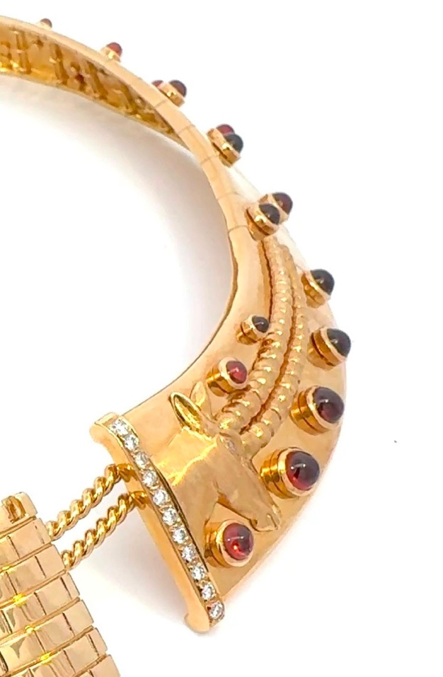 Cabochon Collana girocollo in oro 18K con diamanti e granati in vendita