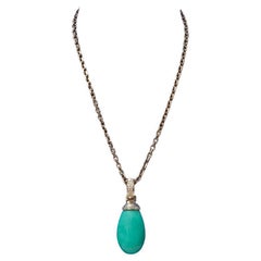 18K Gold, Chrysoprase and Diamond Pendant by Horacio Achinelli