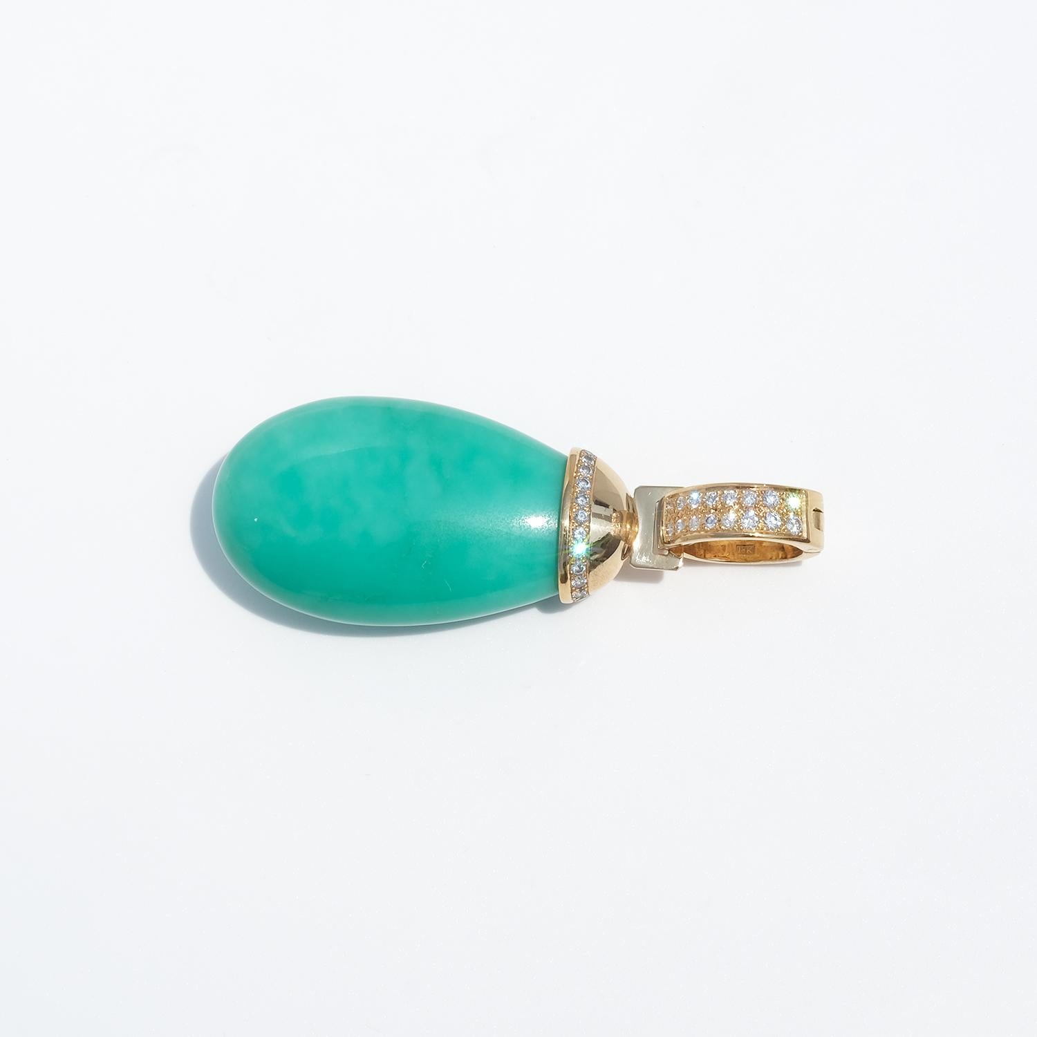 18K Gold, Chrysoprase and Diamond Pendant by Horacio Achinelli For Sale 1