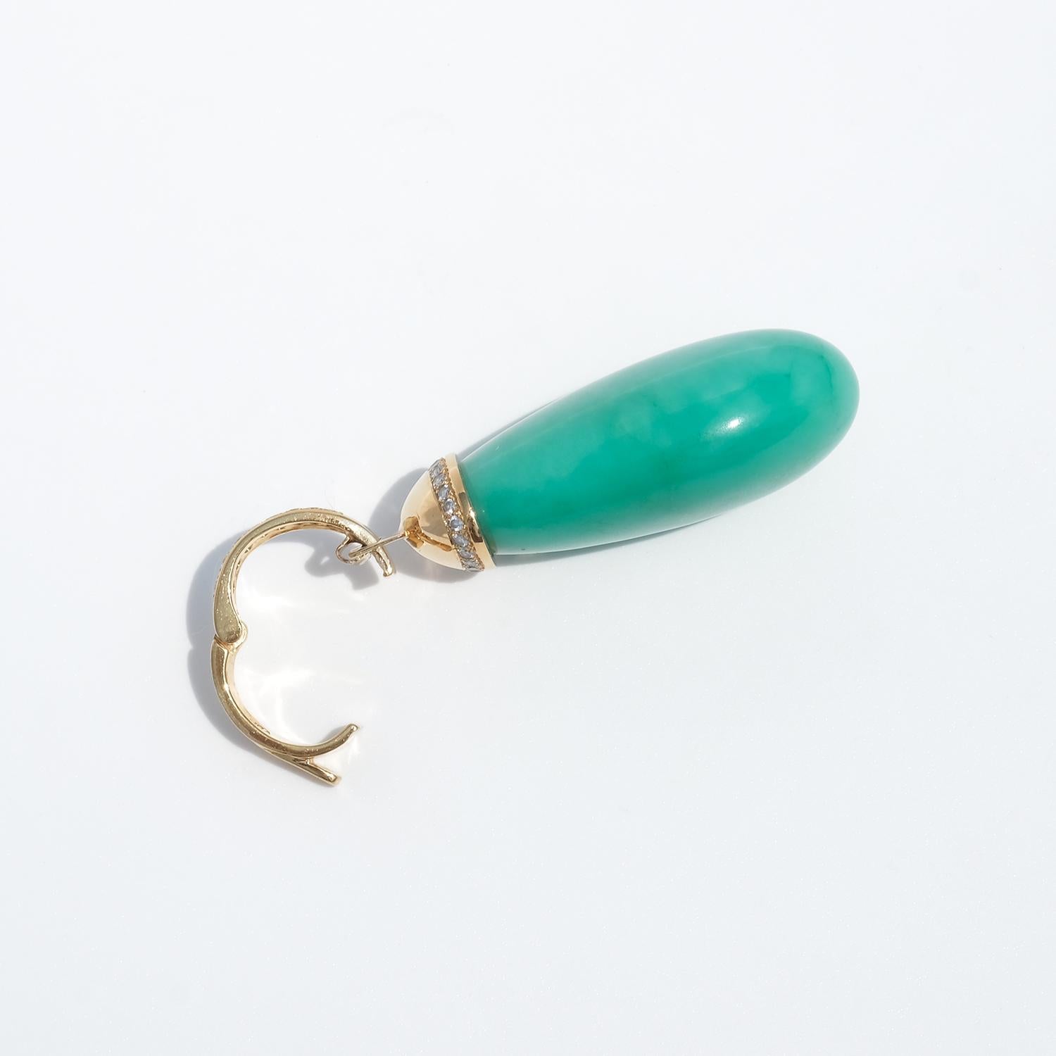 18K Gold, Chrysoprase and Diamond Pendant by Horacio Achinelli For Sale 2