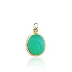 18k Gold Chrysoprase and Pink Tourmaline Botanical Charm Necklace