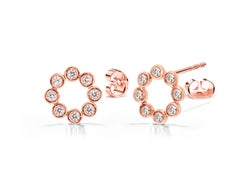 18k Gold Circle Earrings Diamond Circle Stud Earrings Floral Stud Earrings
