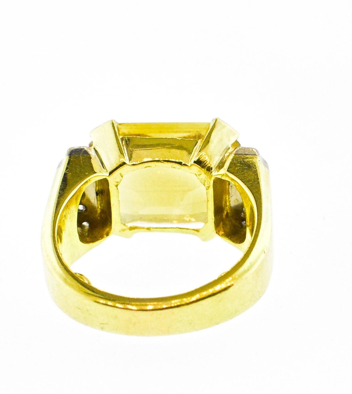 18 Karat Gold, Citrine and Diamond Retro Ring, circa 1950 2