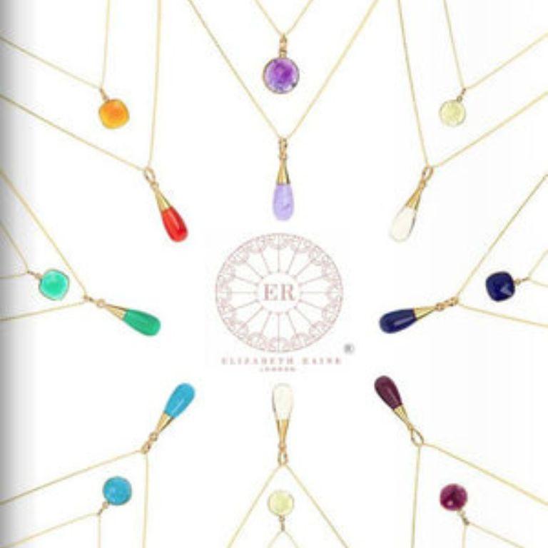 18K Gold Citrine Solar Plexus Chakra Droplet Necklace & Earrings Gift Set For Sale 1