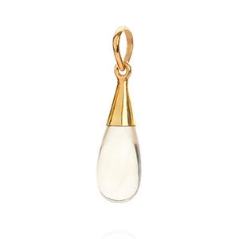 Le collier pendentif gouttelettes en or 18 carats à la citrine et au plexus solaire est un collier pendentif simple et facile à porter au quotidien, issu de la Collection Chakra Gemstone d'Elizabeth Raine, dont le modèle est Dua Lipa.

La citrine