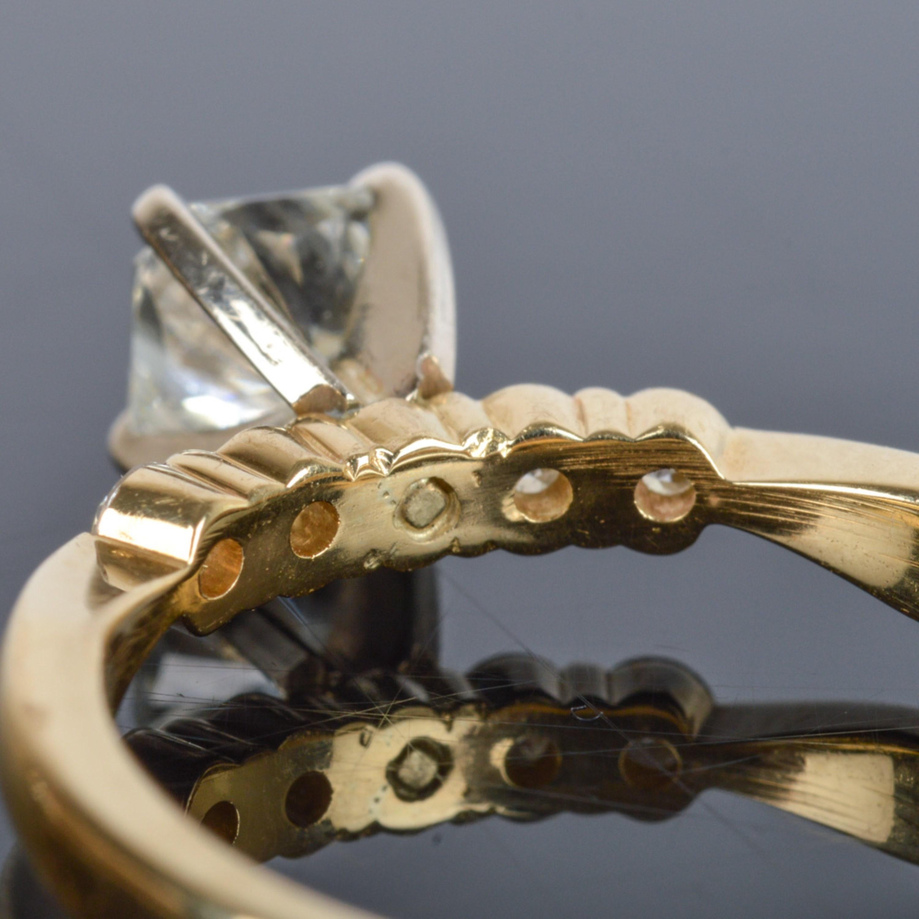 For Sale:  18K Gold Natural Diamond Art Deco Style Engagement Ring, Antique Bridal Ring Set 4