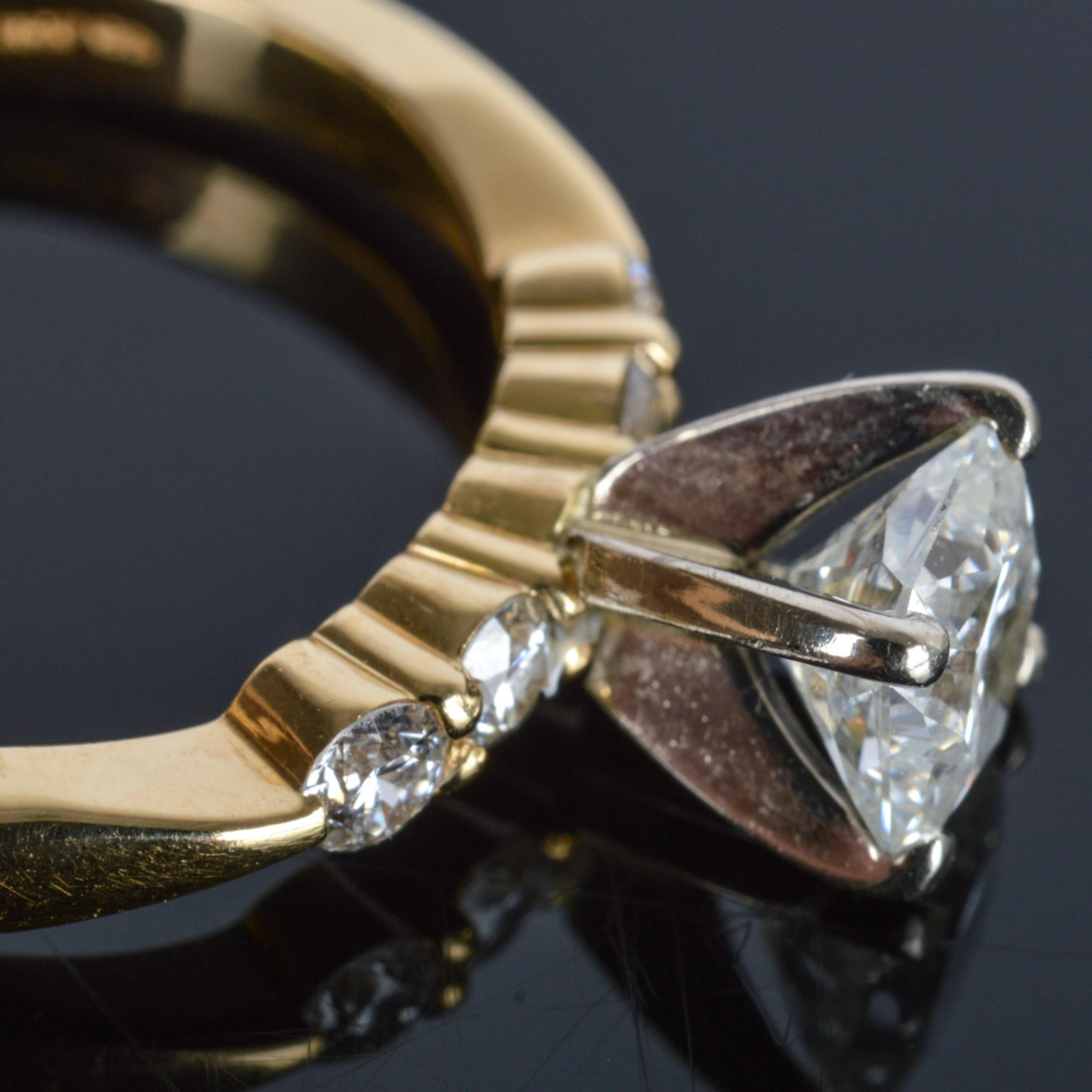 For Sale:  18K Gold Natural Diamond Art Deco Style Engagement Ring, Antique Bridal Ring Set 5
