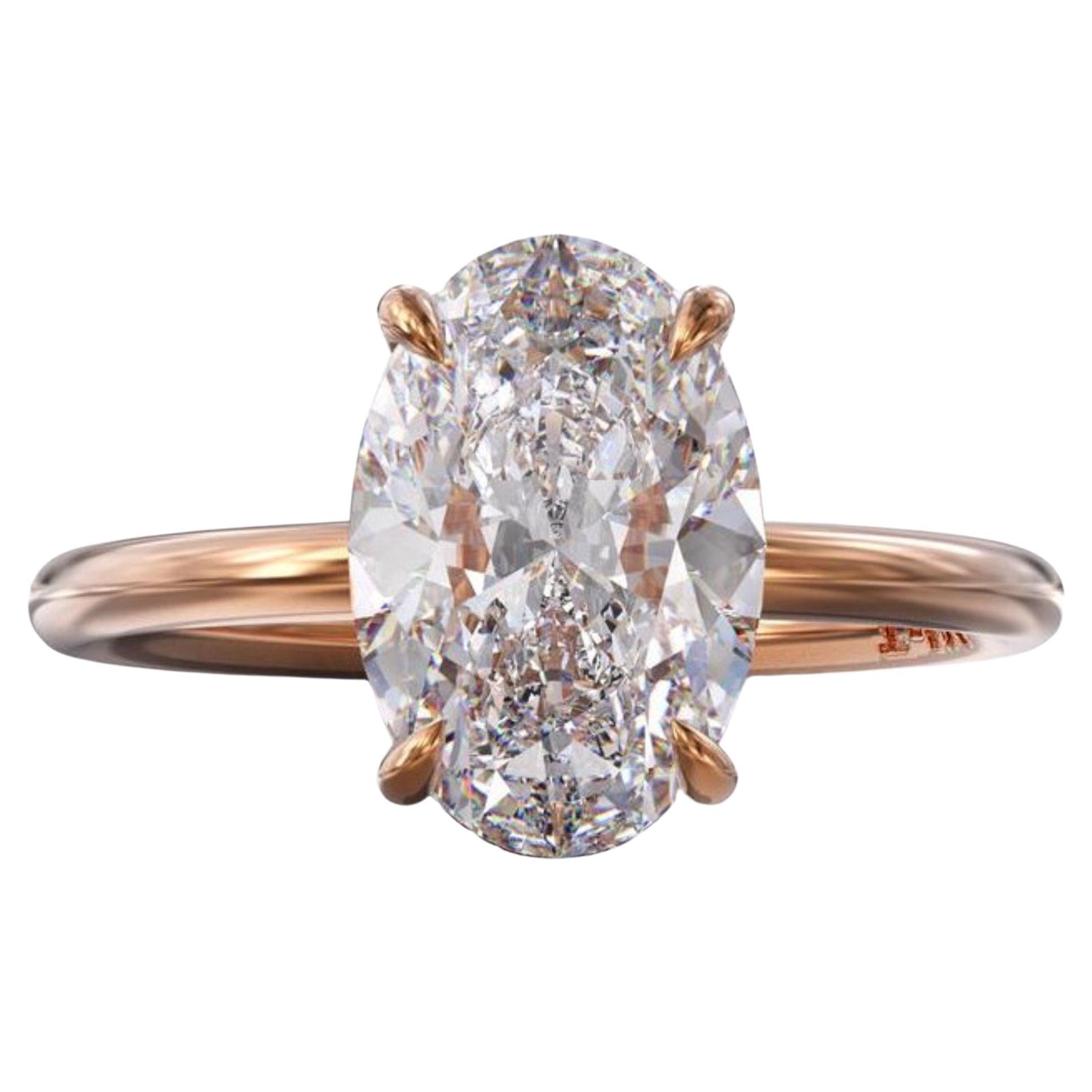 For Sale:  Certified 3 CT Natural Diamond Engagement Ring in 18K Gold, Cocktail Ring
