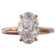 Certified 3 CT Natural Diamond Engagement Ring in 18K Gold, Cocktail Ring