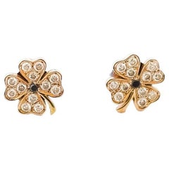 18k Gold Clover Earrings with Diamonds