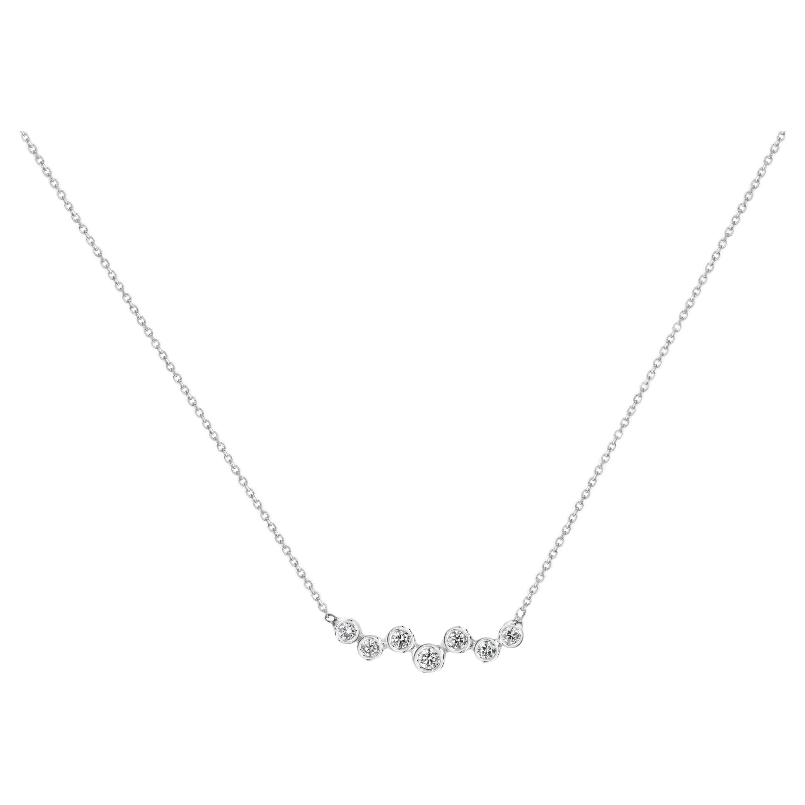 18k Gold Cluster Diamond Necklace Floating Diamond Necklace For Sale