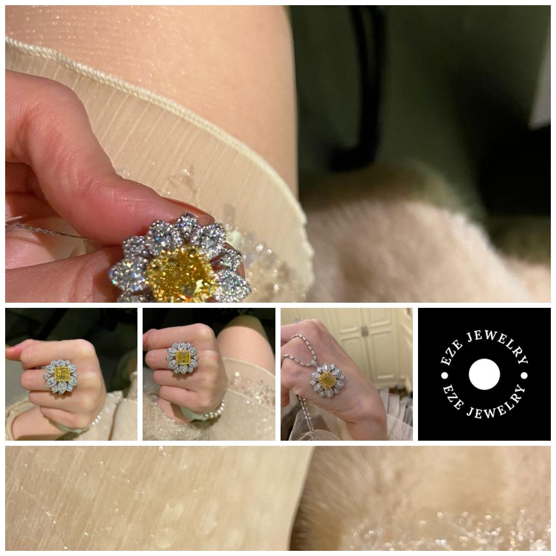 En venta: Anillo de Cóctel de Oro de 18K con Diamantes Amarillos de 2,00ct y Blancos de 1,60ct  10