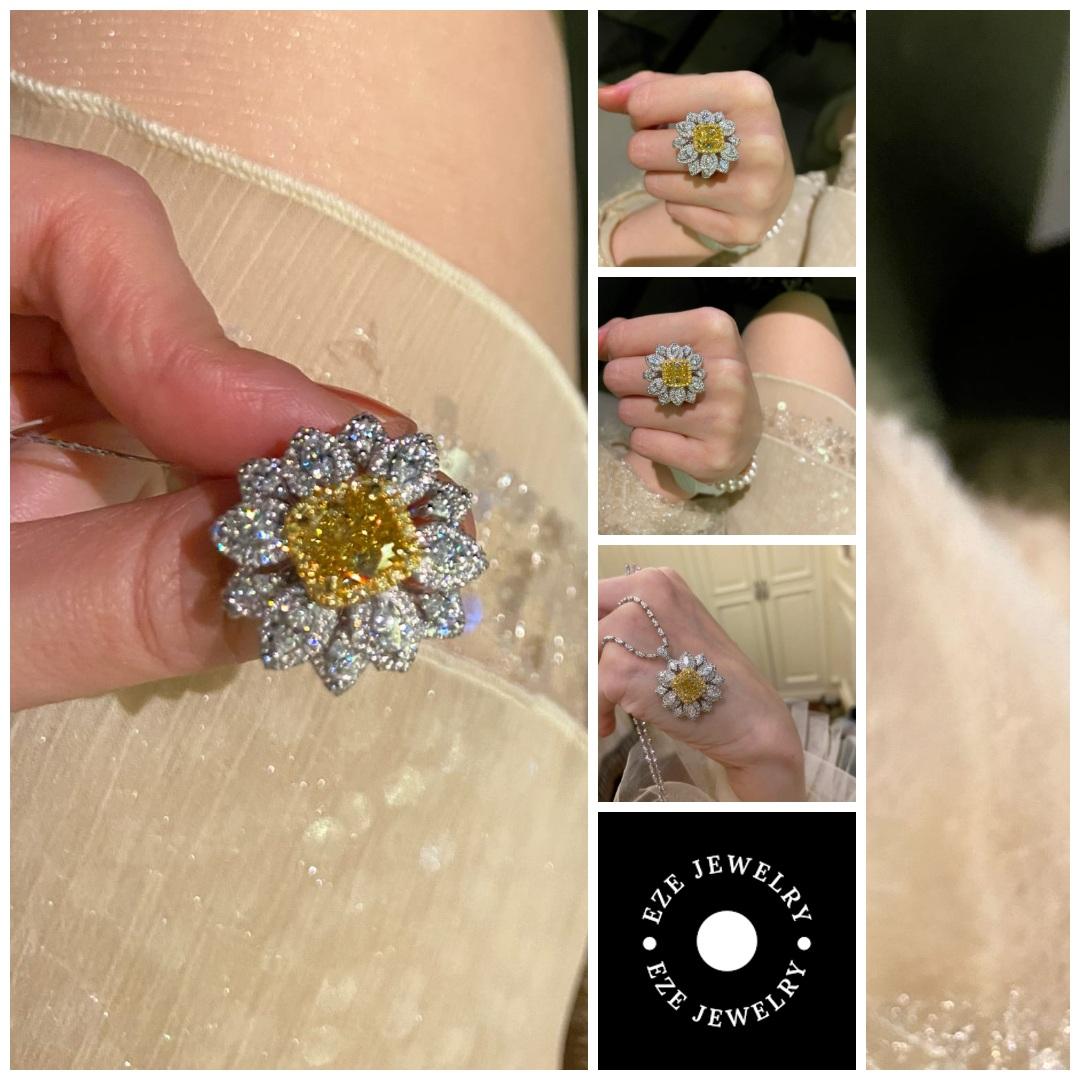 En venta: Anillo de Cóctel de Oro de 18K con Diamantes Amarillos de 2,00ct y Blancos de 1,60ct  14