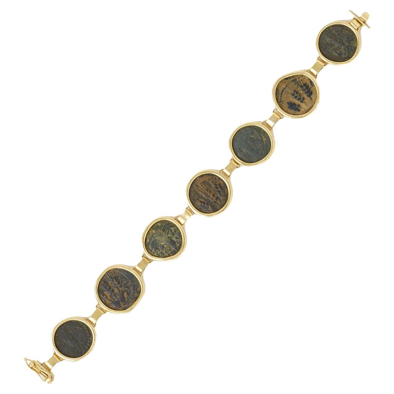 18k Gold Coin Bracelet For Sale