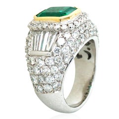 18K Gold Colombia Emerald Diamond Ring, AGL
