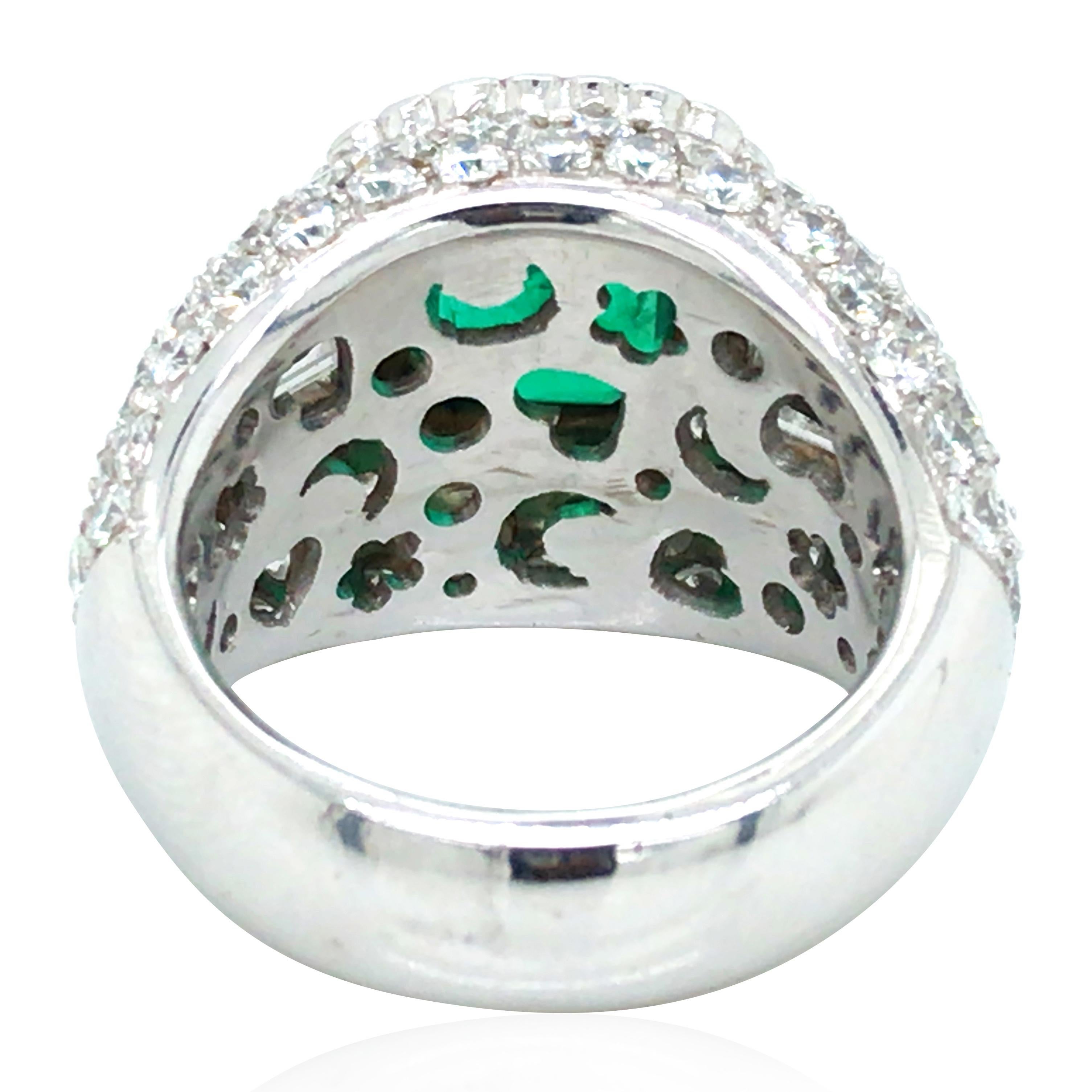 18K Gold Colombia Emerald Diamond Ring, AGL In Good Condition For Sale In New York, NY