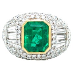 18K Gold Colombia Emerald Diamond Ring, AGL