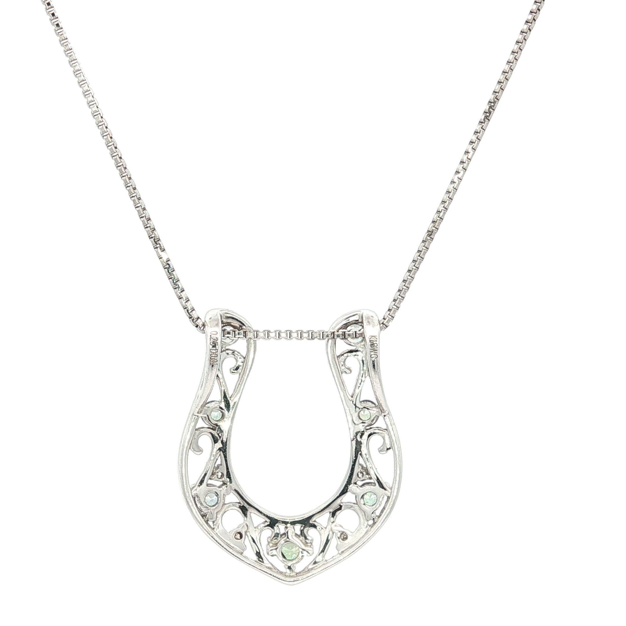 18k Gold Color Change Alexandrite & Diamond Horseshoe Lucky Slide Pendant Chain For Sale 1