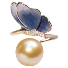 Bague papillon en or coloré 18 carats avec diamants