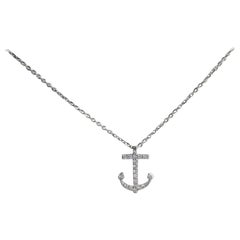 18K Gold Cross Anchor Necklace Sea Life Diamond Pendant Ocean Necklace