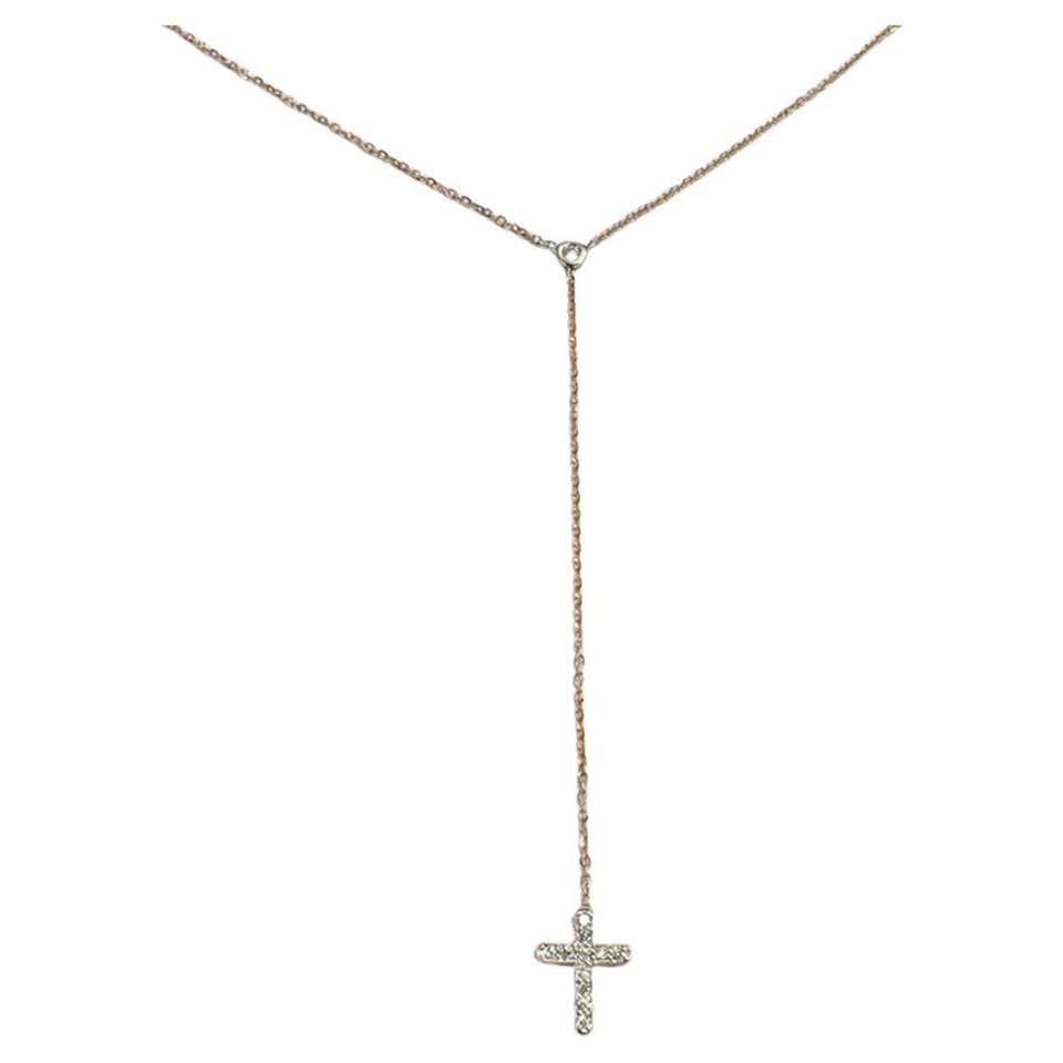 Diamond and Pearl Lariat Necklace, 18K For Sale at 1stDibs