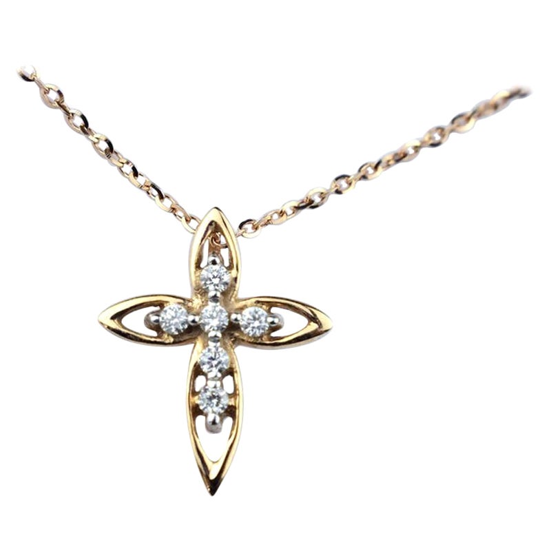 Delicate Dainty Cross Charm Necklace with a natural diamond is made of 18k solid gold.
Available in three colors of gold: White Gold / Rose Gold / Yellow Gold.

Lightweight and gorgeous natural genuine round cut diamond. Each diamond is hand