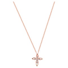 18k Gold Cross Necklace Diamond Mini Cross Necklace Religious Necklace