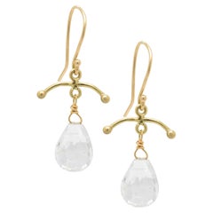 18K Gold Crystal Drop Earrings