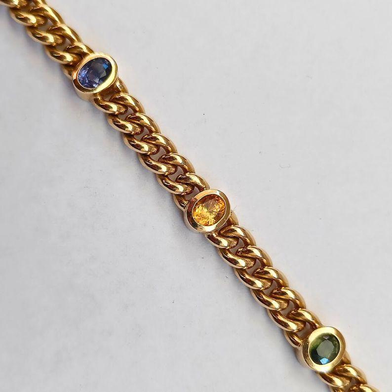 Bracciale A Link in oro 18k con pietre preziose multicolore in vendita 2