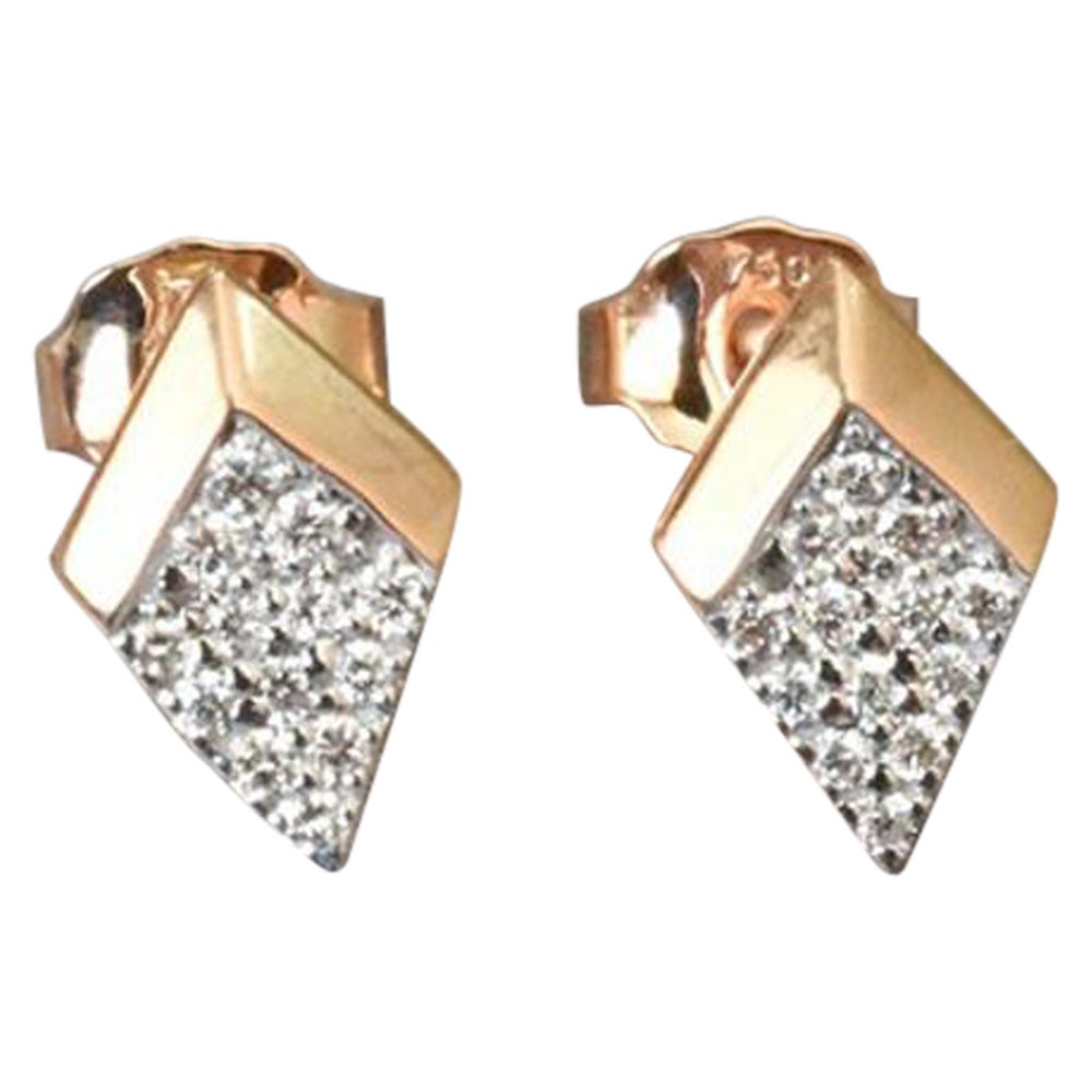 18k Gold Dainty Diamond Cluster Stud Earrings Arrow Diamond Studs
