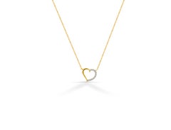 18k Gold Dainty Gold Diamond Heart Necklace VS Natural Round Diamond