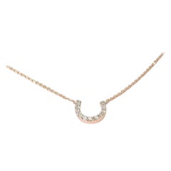 18k Gold Dainty Horseshoe Diamond Necklace Slim U Shape Necklace