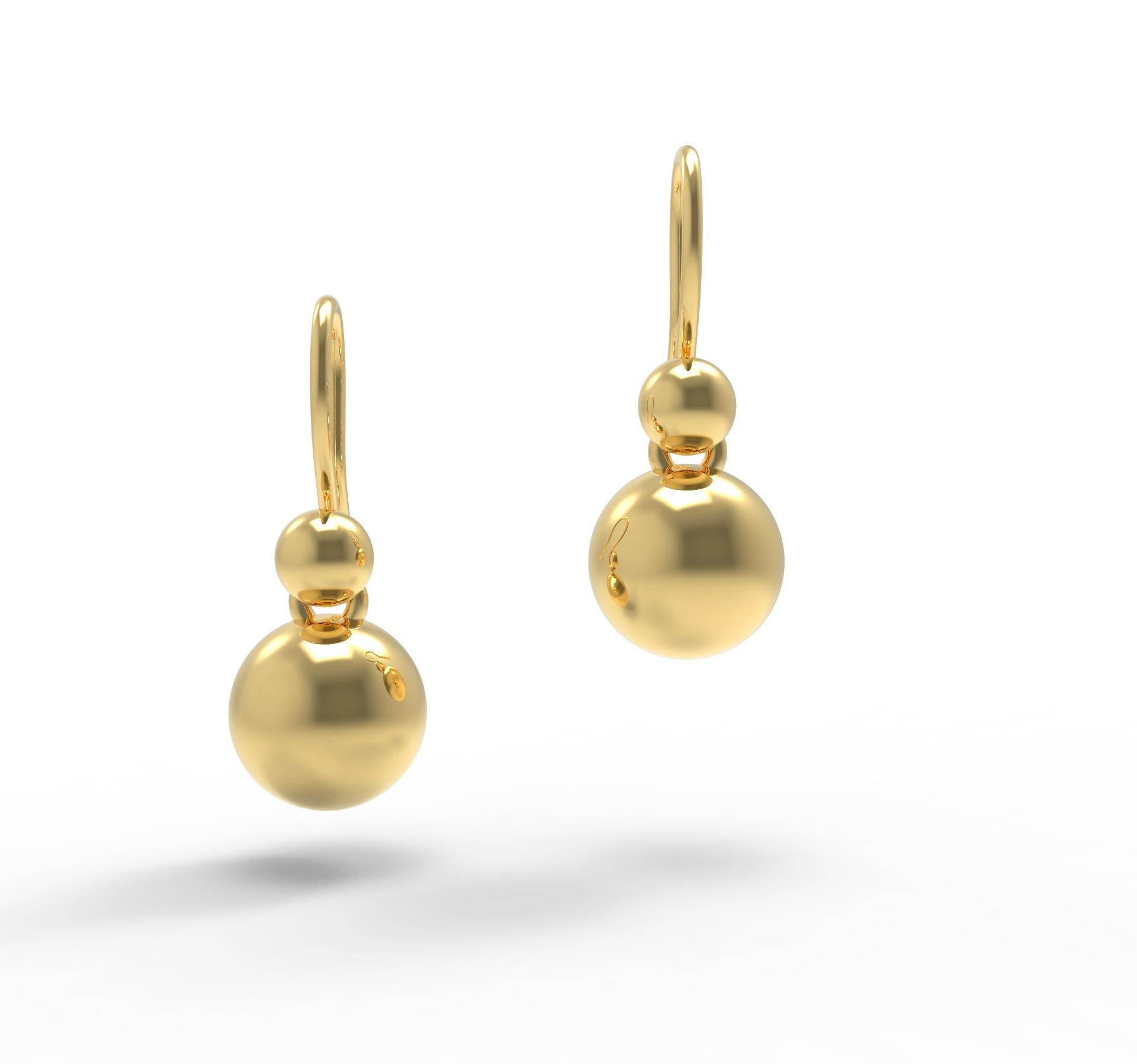 Boucles d'oreilles pendantes en or jaune massif 22K de Romae Jewelry, inspirées d'un ancien design romain. Nos magnifiques boucles d'oreilles 
